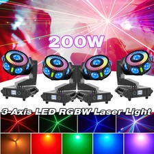 200W 3-Axis Laser Moving Head Light RGBW Stage Lighting 7LED DMX Beam Disco DJ
