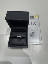 Custom Platinum Diamond Trilogy Ring - SI1 / E / Size Q - GIA Certified - 1 Ct