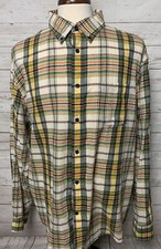 Lands End Shirt Mens XL 17-17.5 Plaid Button Up Long Sleeve Lightweight Cotton