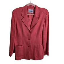 Lord Taylor Vintage 100 Silk Coral 3 Button Blazer Size 12