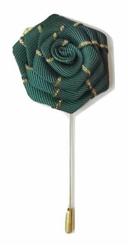 Rose Flower Corsage Boutonniere Stick Lapel with Gold Leaf Grooms Wedding - Picture 13 of 16