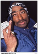 Poster 2 PAC (Tupac Shakur) - Money & Finger - NYC Aug 1996 ca60x85cm NEU 15443