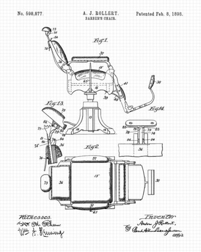 Classic Barber Shop Tools Patent Prints 6 (8x10) for Home Work Office Hair Salon - Picture 10 of 12