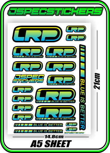 LRP ESC MOTOR BRUSHLESS RC 1/10 1/8 STICKERS LIPO BUGGY CAR DECAL BLUE YELLOW B - Picture 2 of 8
