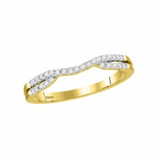 14k Yellow Gold Womens Round Diamond Contour Enhancer Wedding Band Ring 1/6 Cttw