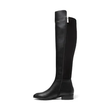 MK MICHAEL KORS BROMLEY BLACK Leather Stretch Knit Knee High Riding Boots Sz 6