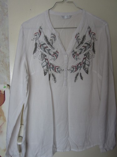 Chemisier Blanc Avec Petits Nœuds Noirs Et Dentelle Dans Le Dos - Taille 36/S