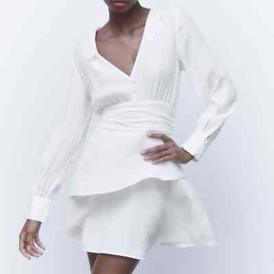 NWT ZARA V NECK EMBROIDERED MINI DRESS/ZARA CASUAL SUMMER DRESS | eBay