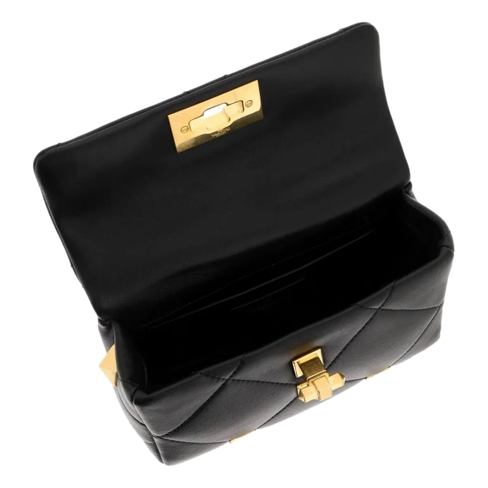 Borsa Valentino Garavani Roman Stud piccola a tracolla in pelle nappa nera nuova