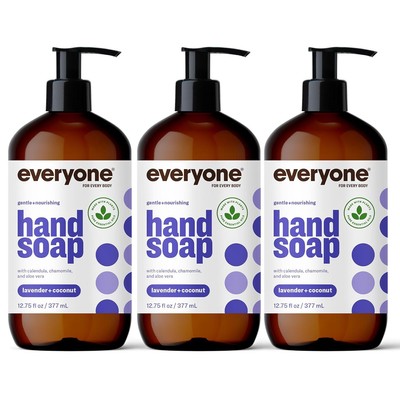 Everyone Liquid Hand Soap, 12.75 Ounce (Pack of 3), Lavender and Coconut, Plant-