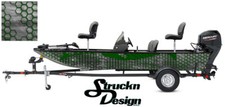 Boat Wrap Abstract Dark Green Hexagon Vinyl Graphic Fishing Fish Bass Decal Kit