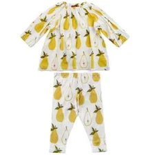 MILKBARN Organic Cotton 3-6 Month Baby Girl Outfit Peasant Dress Leggings Set