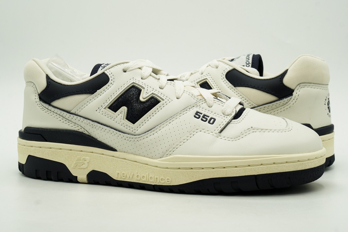 NEW BALANCE 550 AIME LEON DORE USED SIZE 8.5 WHITE NAVY BB550ALF 