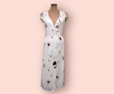 Reformation Gwenyth Midi Wrap Dress Size XS Ruffle White Floral Gardenia Print