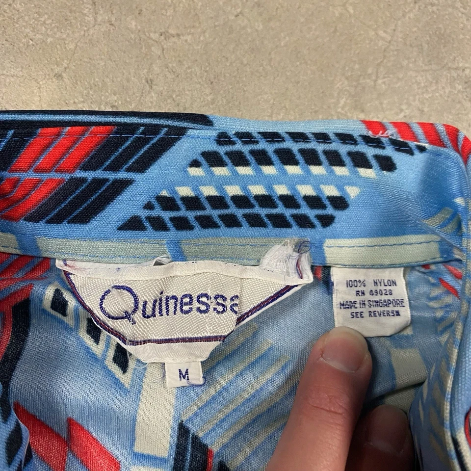 Vintage 60s 70s Disco Shirt Nylon Quinessa Dagger Collar Club Mod Men’s M - Image 3 of 4