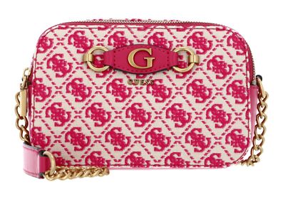 GUESS Izzy Camera Bag Umhängetasche Tasche Magenta Logo purpur creme Neu