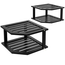 VERTORGAN Bamboo Corner Shelf(2 Pack),2 Tier Plate Organizer for Cabinet....