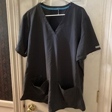 MED COUTURE WOMENS PEWTER GRAY SCRUBS TOP 8759 SZ 3XL EUC