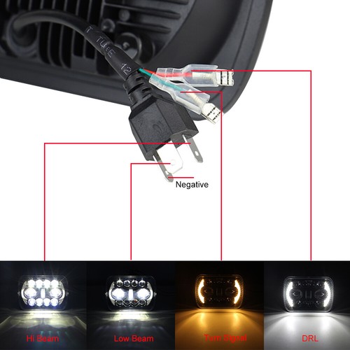 Faro LED 7x6"" 5x7"" señal de giro alto-bajo DRL para Jeep Cherokee XJ Wrangler YJ - Imagen 11 de 11