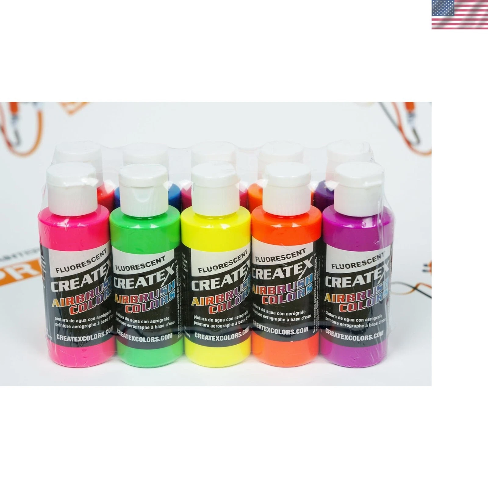 Fluorescent Airbrush Paint Set by Createx - 10 Safe Colors for Glass & More
Opens in a new window or