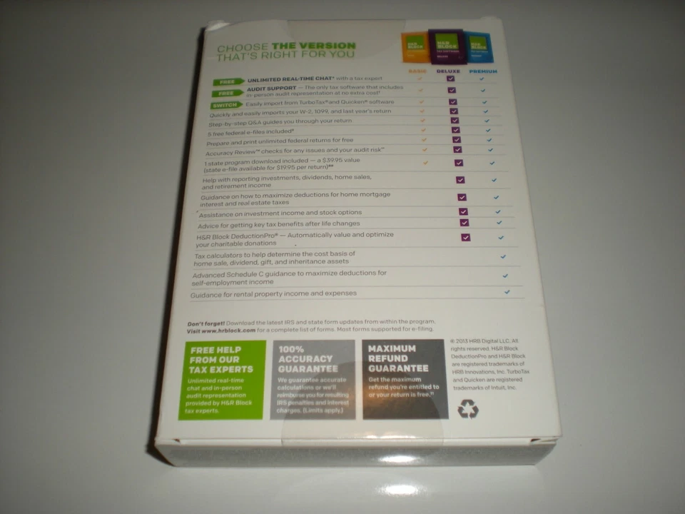 H&R Block 2013 Deluxe Federal & State. Imports Turbotax. Sealed retail box.  - Image 2 of 4