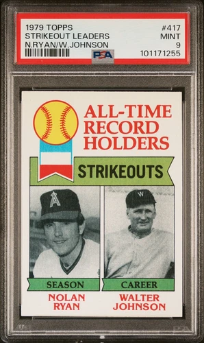 1979 TOPPS NOLAN RYAN #417 ALL TIME RECORD STRIKEOUTS BASEBALL CARD | PSA 9 MINT