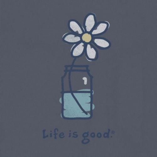 Life Is Good Women's Crusher Tee - Three Daisies Graphic, Cornflower Blue, X-Small - View #8