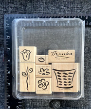 Stampin Up Stamp Lot of 6 Flowers Thanks Tulip Rose Daisy Stem Leaf 1999 NEW VTG
