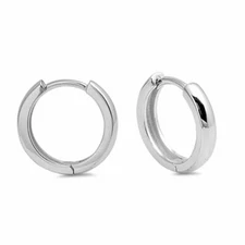 925 Sterling Silver Children Girl Baby Huggie Hoop Round Earrings 10mm A33