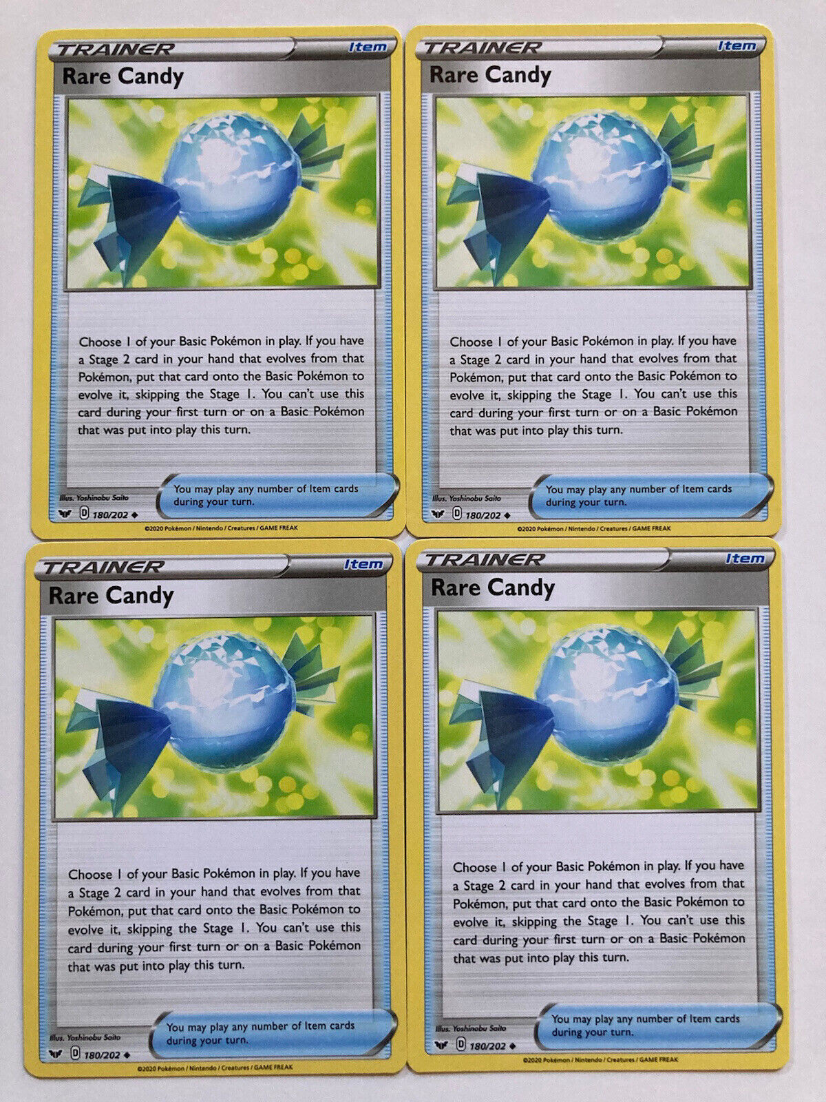 x4 Rare Candy 180/202 Sword & Shield Pokemon TCG Pack Fresh