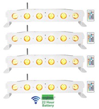  4 Rockville BEST STRIP 60 White Rechargeable Wash Light Bars w/Wireless DMX