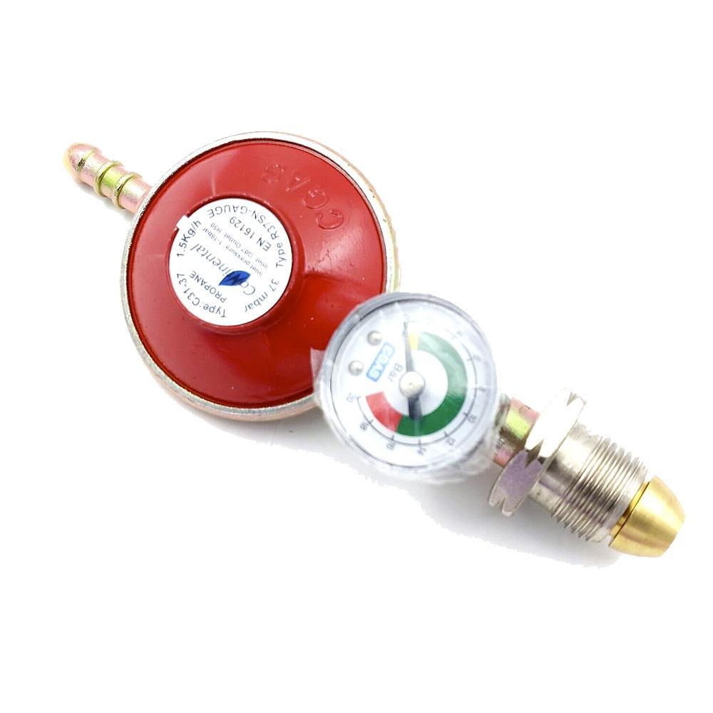 Propane POL Gas Regulator With Pressure Gauge LH Caravan / Boat