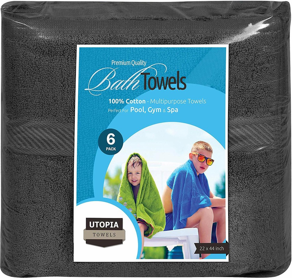 Pack 6 Cotton Bath Towels 22x44 Inch Super Absorbent For Pool Spa