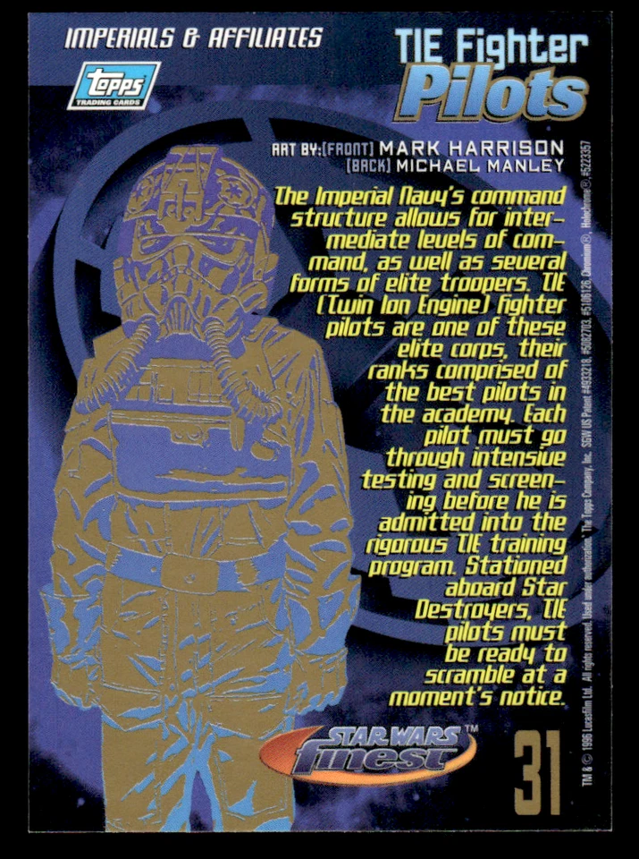 The Fighter Pilot 1996 Topps Star Wars Finest Gold Parallel Refractor Card #31 - Image 2 of 2