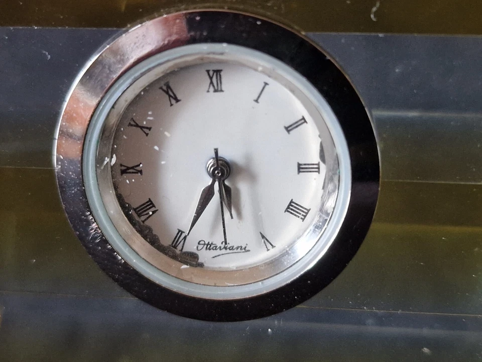 OTTAVIANI VINTAGE OROLOGIO DA TAVOLO IN CRISTALLO ANNI 70 - Immagine 2 di 4