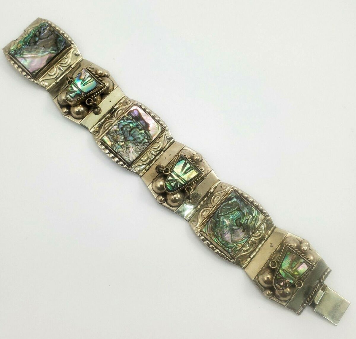 Vintage .925 Silver Bracelet 1940s Mexican Taxco Silver Vintage .925 Silver Bracelet 1940s Mexican Taxco Silver