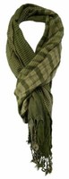 Tigertie Schal In OlivegrüN Beige Gemustert Mit Fransen - Gr. 180 X 70 Cm