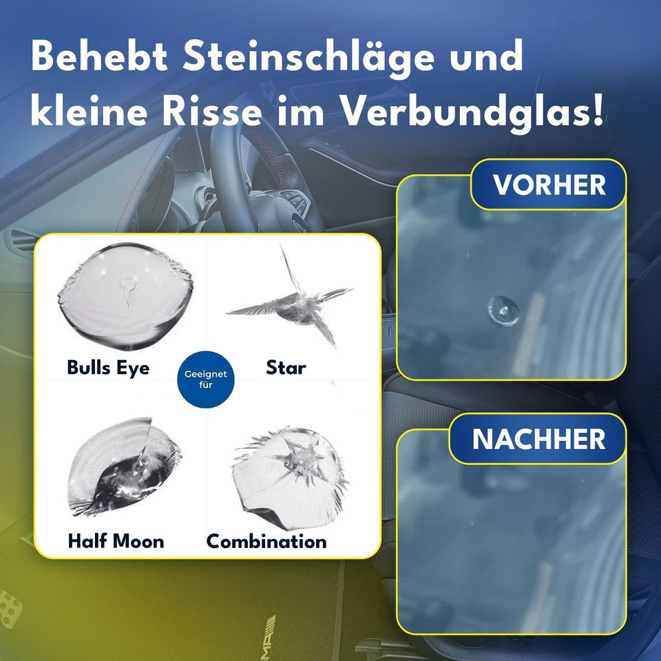 Glas Reparatur Set Auto Windschutzscheibe Steinschlag Komplett UV Flüssigkeit - Bild 2 von 4