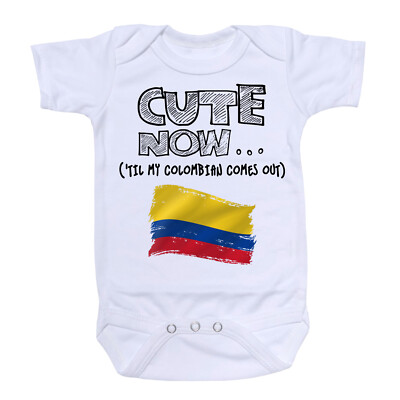 Cute Now... 'Til My Colombian Comes Out Infant Baby Colombia Flag Bodysuit Shirt