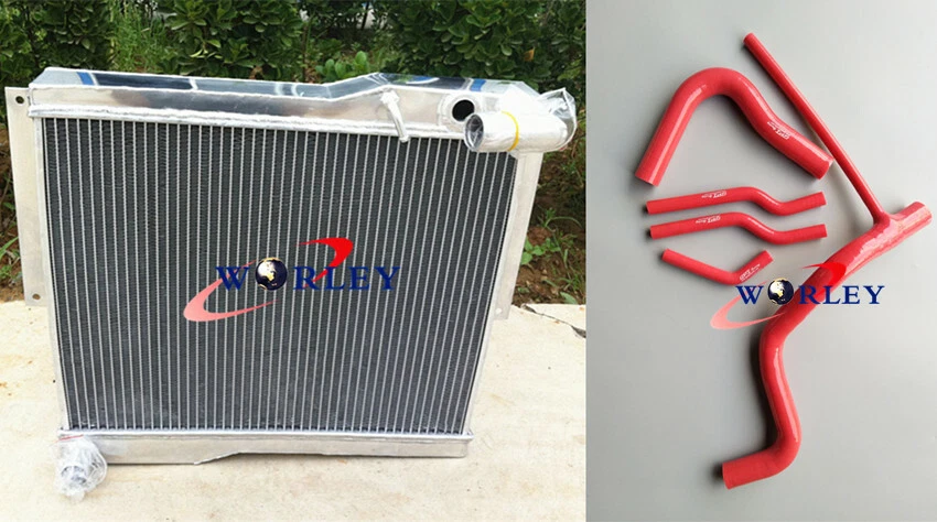 Radiador de aluminio completo PARA MG MGB GT / ROADSTER 1.8L 1977-1980 MT + MANGUERAS NEGRAS Foto 2 de 4