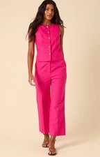 Nobody's Child Womens Trousers Pink Linen Blend Tailored Wide Leg RRP  79