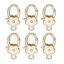 6 szt. Kwiatowe zapięcia pazurów Metalowy haczyk zatrzaskowy Klipsy do breloków, jasne złoto