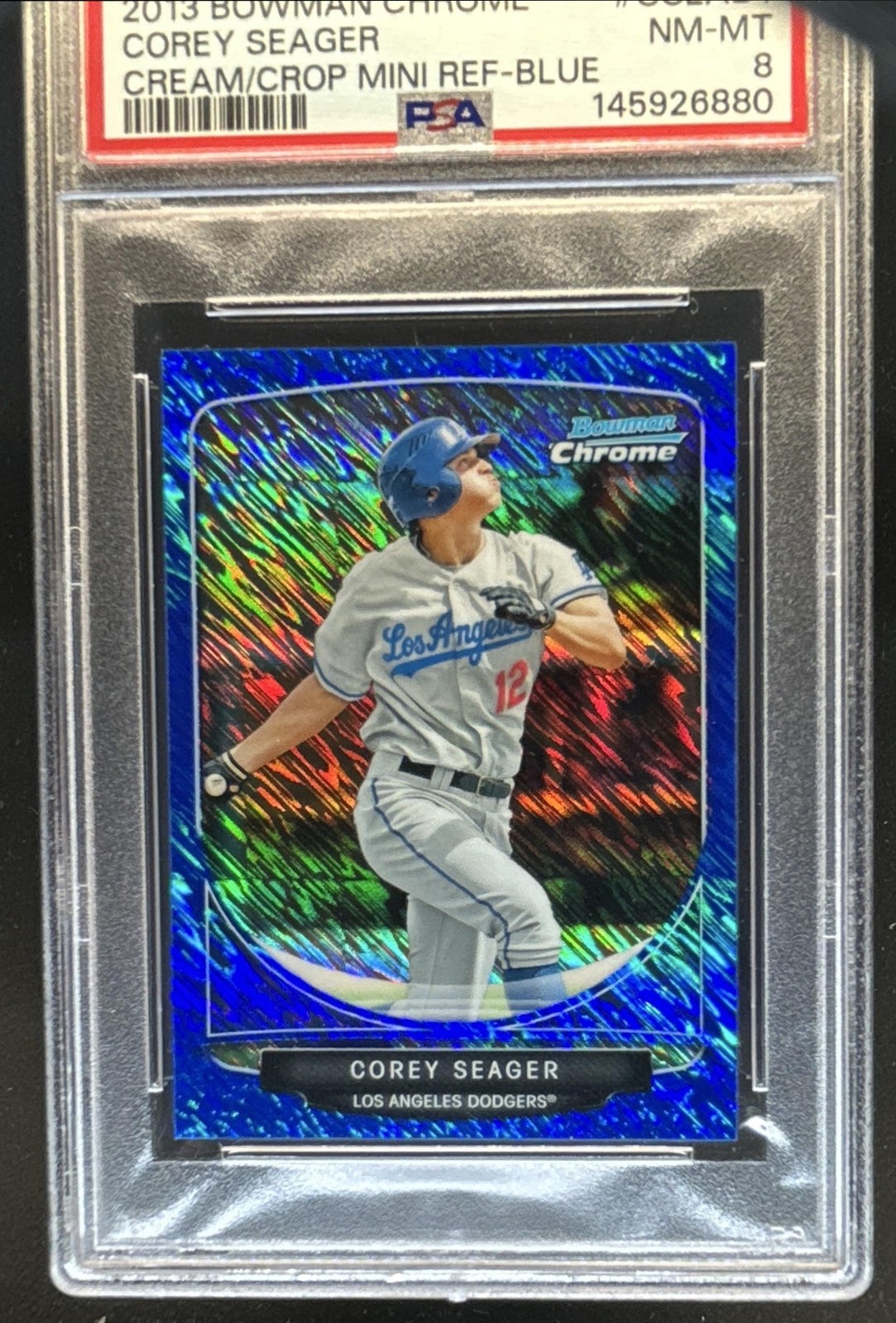 2013 Bowman Corey Seager Chrome Cream of the Crop Mini Blue Refractor /250 PSA 8