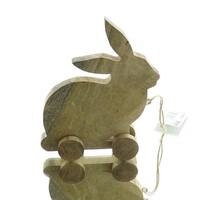 Nature Trends Oster-Deko Hase Natur Auf 4 Rollen 19 Cm - Mangoholz