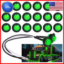 Tmh 20 Pcs 3/4 Inch Round Green Led Small Bullet Clearance Side Marker