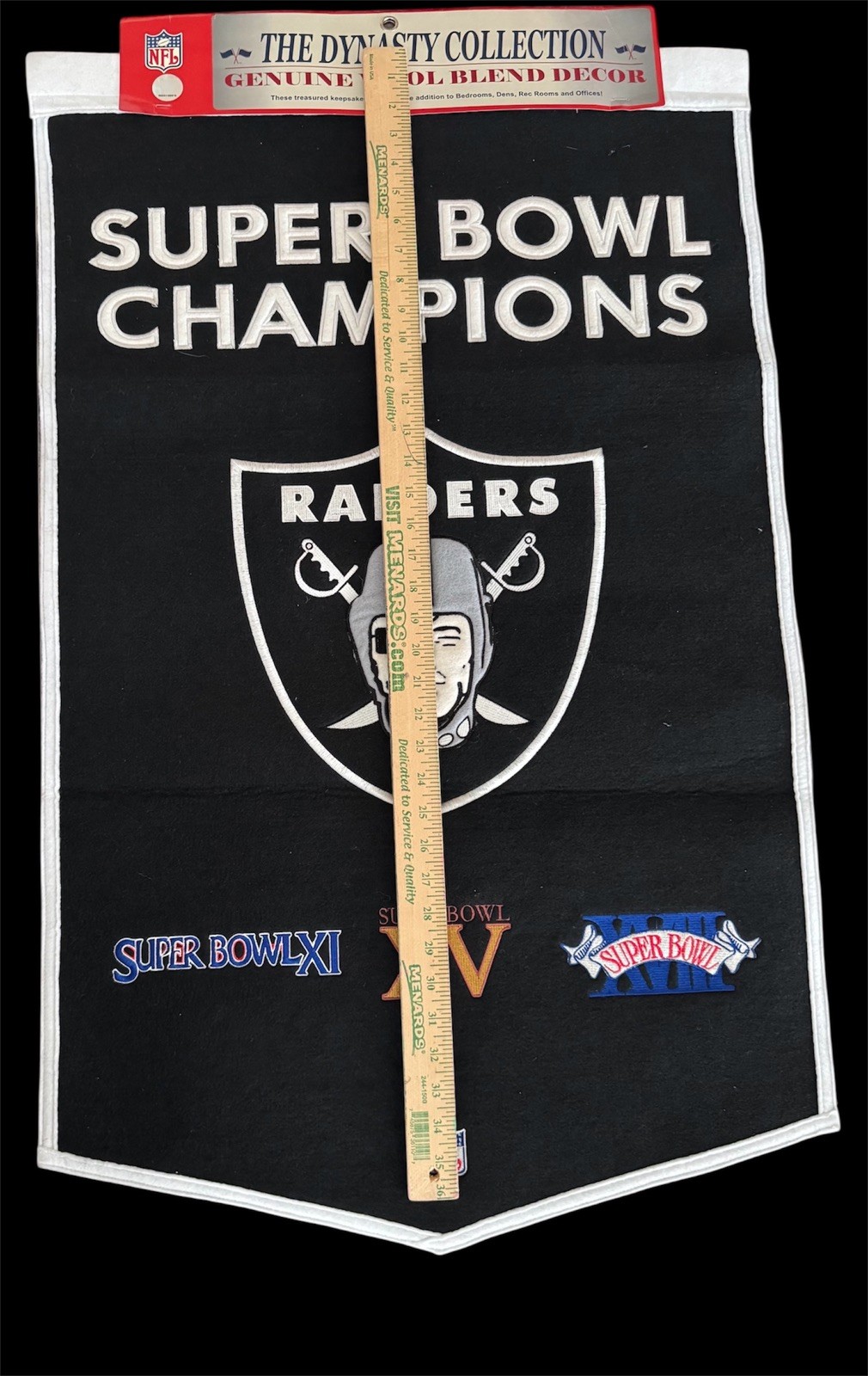 Las Vegas Raiders NFL 24"x38" Embroidered Wool Super Bowl Banner Winning Streak