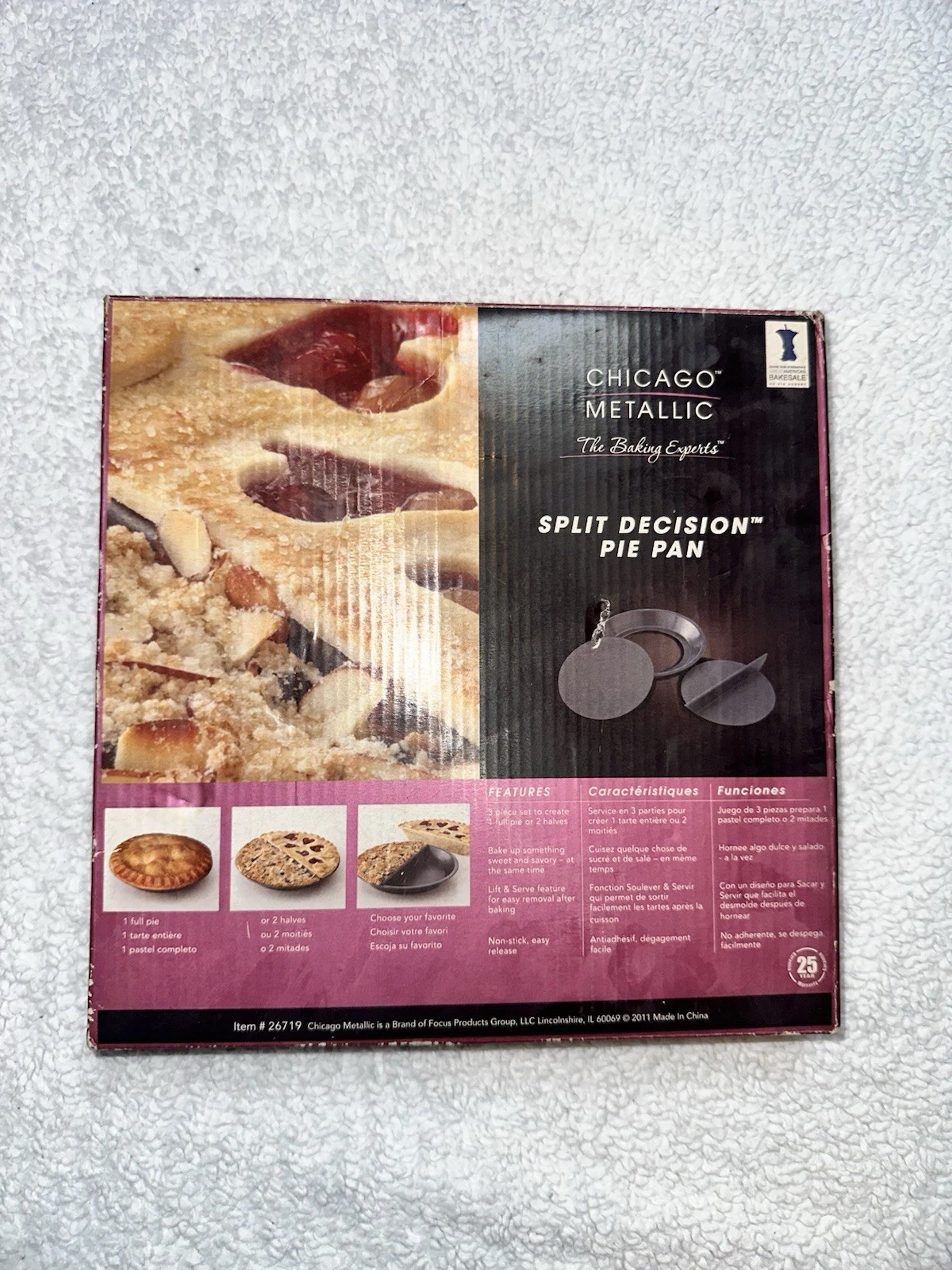 Chicago Metallic Professional Non-Stick Split Decision Pie Pan 9” #26719