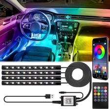 Car Interior LED Strip Lights Music Sync RGB Ambient Lighting App Remote USB 5V