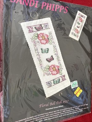 VTG  Sandi Phipps  Floral Bell Pull Counted Cross Kit Pansies Butterfly Sealed