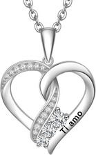 Personalizzabile Collana Donna Incisione Argento 925 Ciondolo Cuore Regalo Mamma